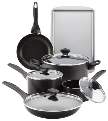 Farberware - 15-Piece Cookware Set - Black